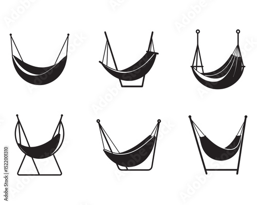 set of hammock chair icon silhouette vector illustration