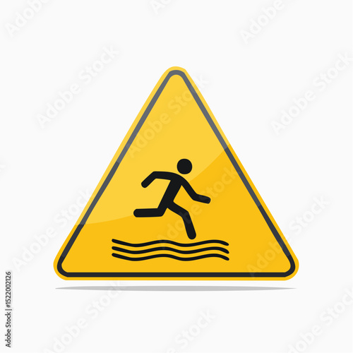 A hazard sign vector warning of slippery surface conditions