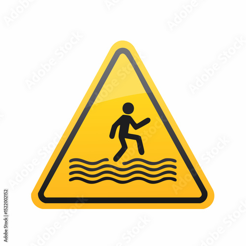 A hazard sign vector warning of slippery surface conditions