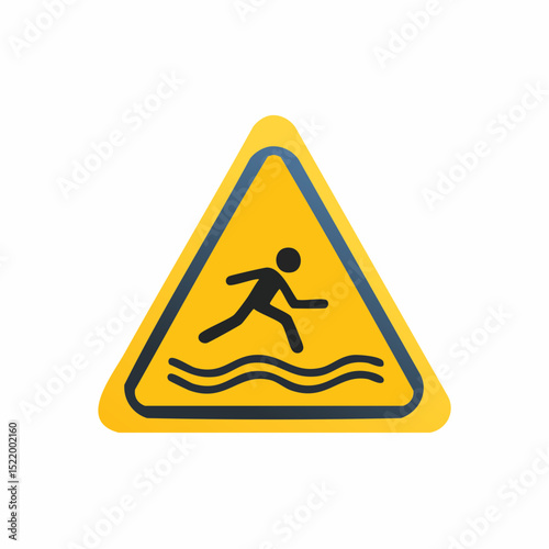 A hazard sign vector warning of slippery surface conditions
