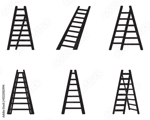 ladder icon set silhouette vector illustration