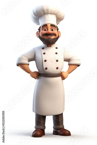 Cartoon chef white background nutcracker.