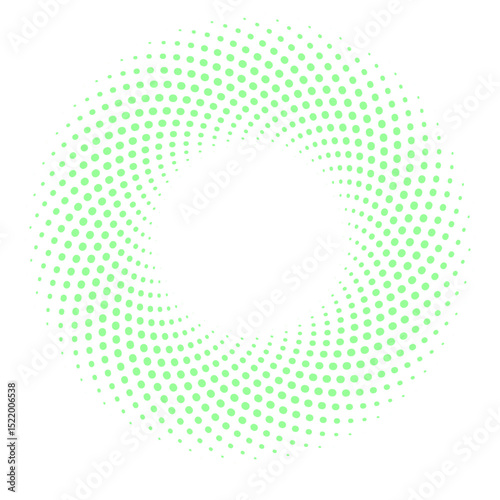 Green Halftone Circle: A minimalist design features a spiral pattern created with perfectly aligned, light green dots, offering a clean and modern aesthetic.