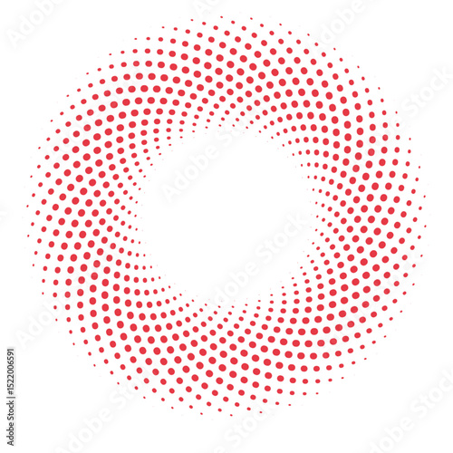 Vibrant Dot Pattern: A dynamic radial pattern comprised of small, uniformly distributed dots that spiral inwards, creating a mesmerizing visual effect and symbolizing energy and motion.
