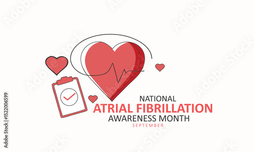 National Atrial Fibrillation Awareness Month. heart concept Design Background.