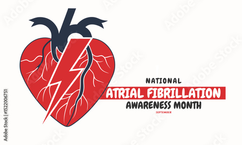 National Atrial Fibrillation Awareness Month. heart concept Design Background.