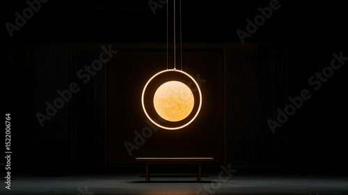 Pixelated Circle Pendant Lamp In Dark Room