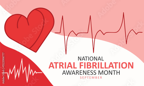 National Atrial Fibrillation Awareness Month. heart concept Design Background.