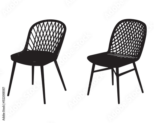 set of outdoor swing chair icon silhouette vector illustration