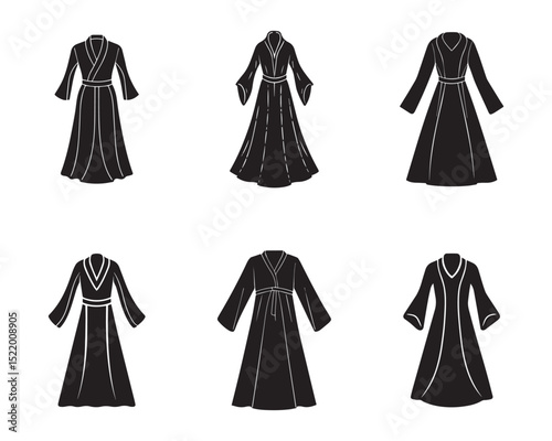 robe sketch icon set silhouette vector illustration