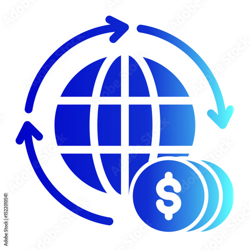 An icon symbolizing corporations and global business, representing networking and international trade. (Solid Gradient Style)