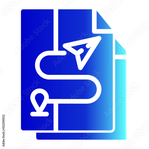 An icon illustrating business plans and strategies, representing routes and timelines for success. (Solid Gradient Style)