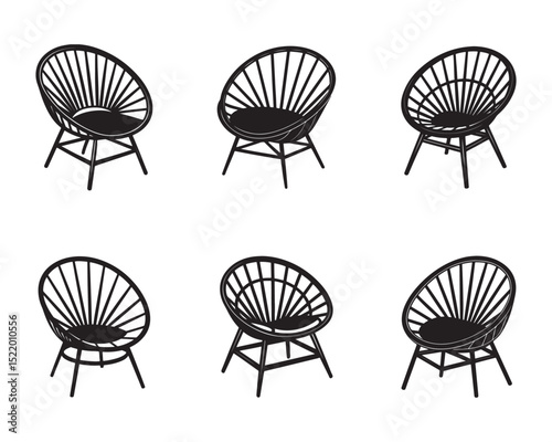 papas an chair icon set silhouette vector illustration