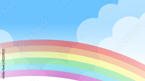 空と虹　背景　さわやか　明るい　夏　ベクター　イラスト　BG