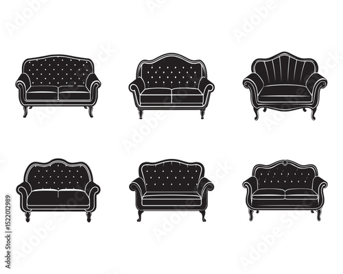sofa icon silhouette set, vector illustration design, isolated background.