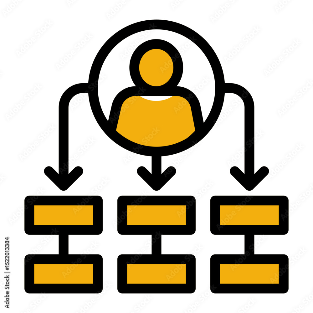 Fototapeta premium An icon symbolizing organization and teamwork, representing groups and partnerships in a business context. (Solid Color Lineal Style)