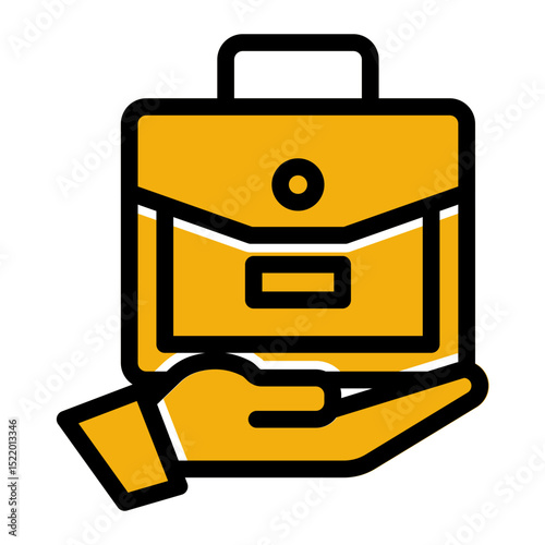 An icon depicting a briefcase, symbolizing work, professionalism, and business management. (Solid Color Lineal Style)