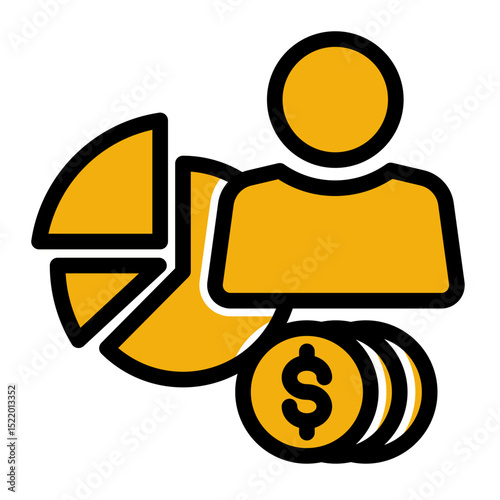 An icon depicting investors and economic growth, symbolizing business opportunities and financial backing. (Solid Color Lineal Style)