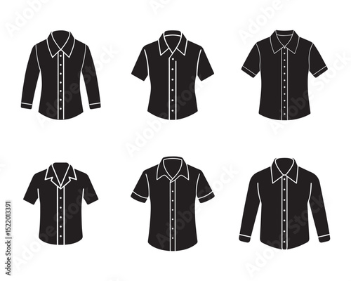 shirt sketch icon set silhouette vector illustration