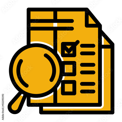 Icon for research, analysis, and data collection. (Solid Color Lineal Style)