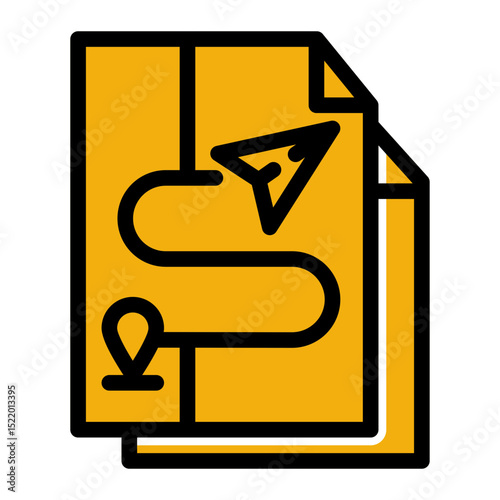 An icon illustrating business plans and strategies, representing routes and timelines for success. (Solid Color Lineal Style)