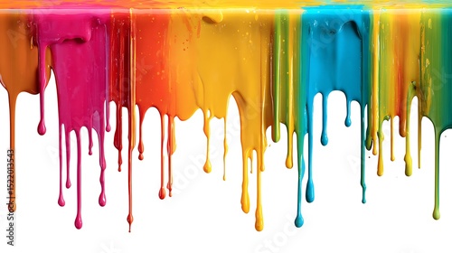 Colorful paint drips isolated on white background