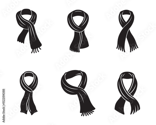 scarf sketch icon set silhouette vector illustration