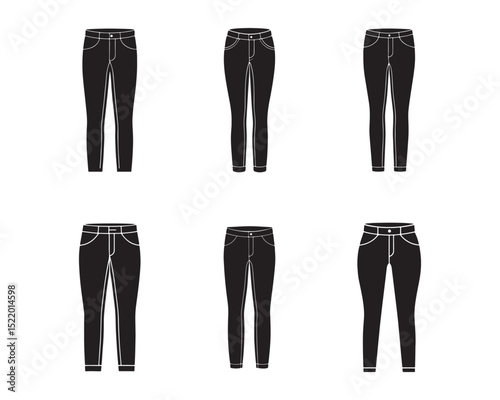 skinny jeans sketch icon set silhouette vector illustration