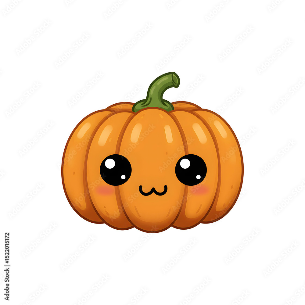 Obraz premium A small orange pumpkin with a happy kawaii face and smile