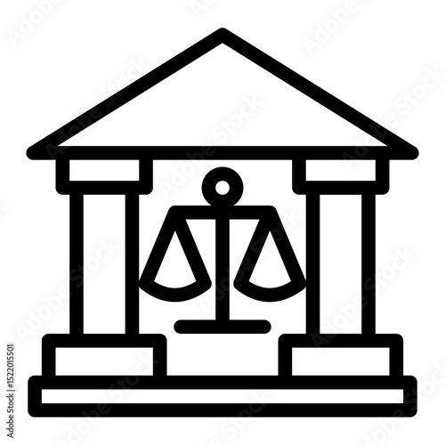 An icon depicting a courthouse, symbolizing justice, legal proceedings, and judicial authority. Perfect for legal firms, government websites, and law-related content. (Outline Style)
