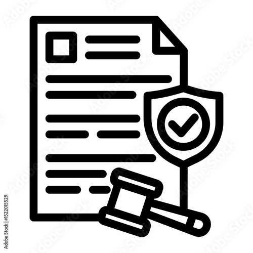 An icon representing regulatory frameworks, symbolizing compliance, legal standards, and governance. Ideal for legal, financial, and governmental sectors. (Outline Style)