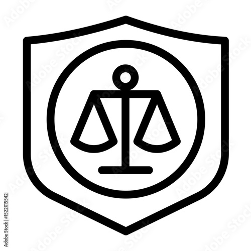 An icon symbolizing a legal department, representing corporate legal teams, compliance, and legal management. Suitable for businesses, law firms, and organizations. (Outline Style)