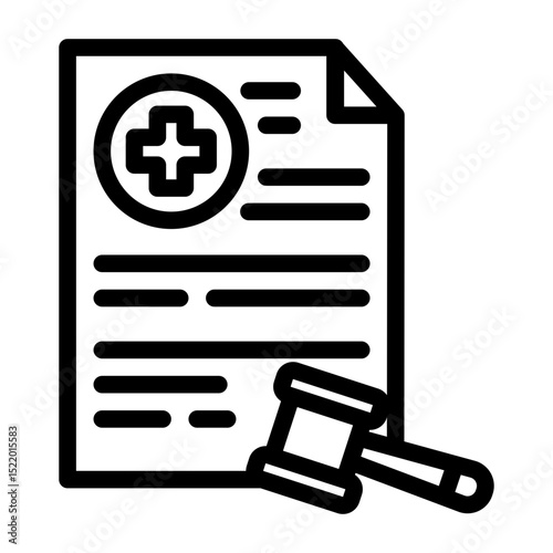 An icon symbolizing health law, representing medical regulations, patient rights, and legal healthcare. Suitable for hospitals, legal firms, and medical institutions. (Outline Style)