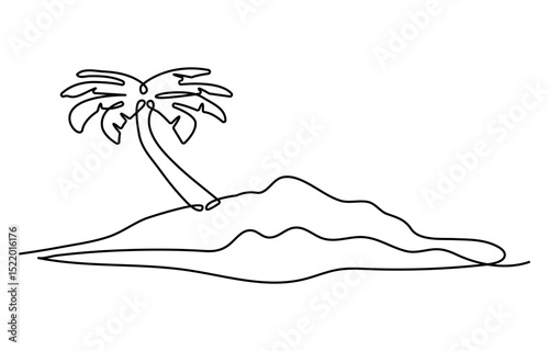 one line palm tree illustration drawing. abstract minimal line art design	