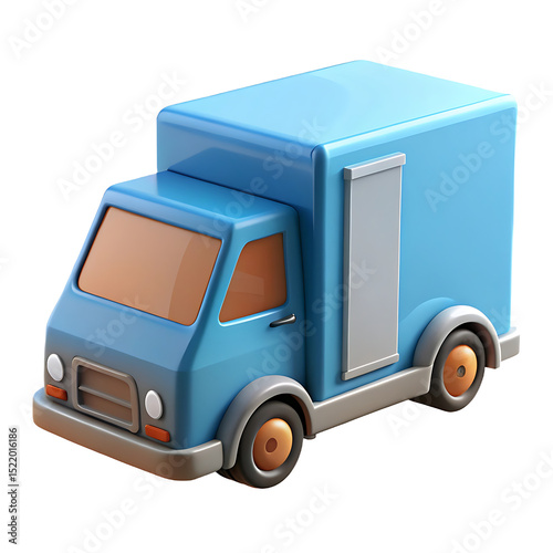 A charming blue delivery truck ready to bring joy to your doorstep with its clean and simple 3D