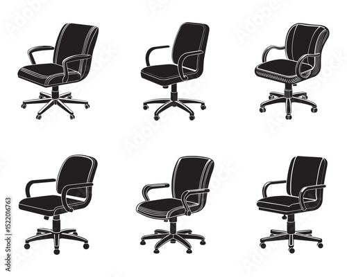 set of task chair silhouette vector illustration