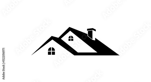 House roof with chimney and window