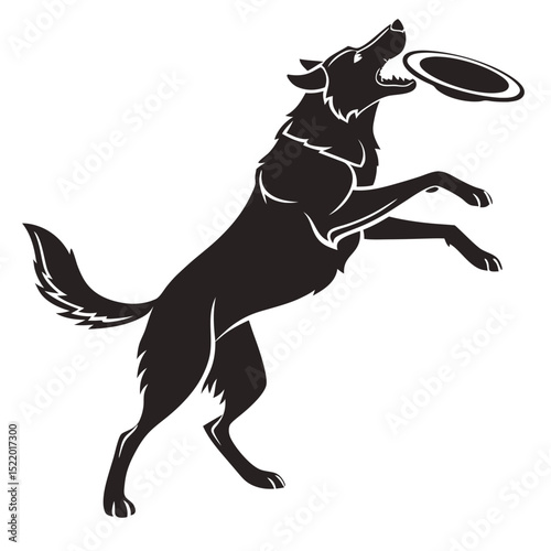 Dynamic Dog Silhouette Leaping for a Frisbee