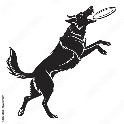 Dynamic Dog Silhouette Leaping for a Frisbee