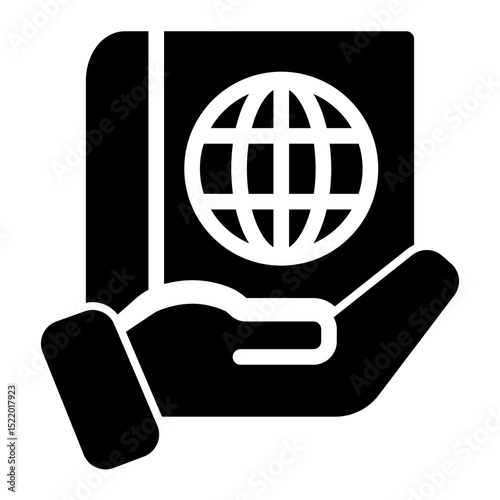 An icon symbolizing international law, representing global regulations, treaties, and diplomacy. Ideal for legal organizations, NGOs, and international relations. (Glyph Style)