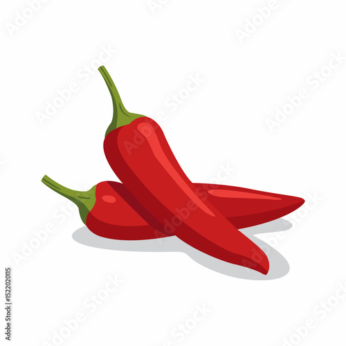 Two vibrant red chili peppers with green stems, ready to add spicy flavor.