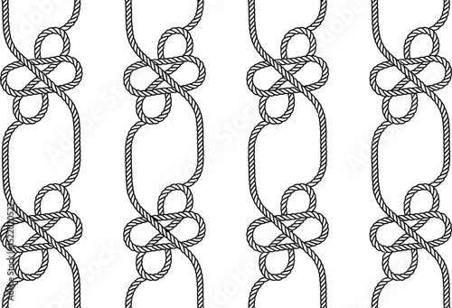 Elegant black and white nautical rope pattern seamless design suitable for textile wallpapers backgrounds and more applications