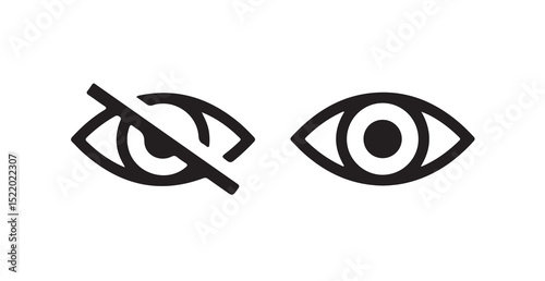 Eye icon set. vision icon, see view icons - eyesight symbol - invisible eye hide icon.Show password. Vector illustration eps 10.