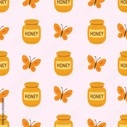 Bright Bee Butterfly Sunflower Honey Pattern