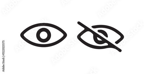 Eye icon set. vision icon, see view icons - eyesight symbol - invisible eye hide icon.Show password. Vector illustration eps 10.