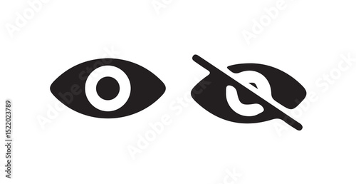 Eye icon set. vision icon, see view icons - eyesight symbol - invisible eye hide icon.Show password. Vector illustration eps 10.