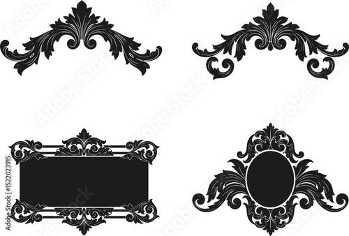 Ornate decorative vector elements in black color