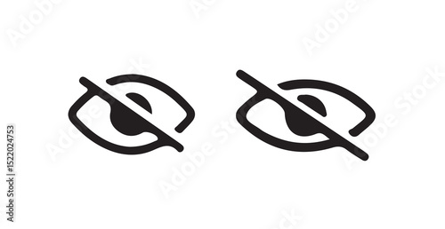Eye icon set. vision icon, see view icons - eyesight symbol - invisible eye hide icon.Show password. Vector illustration eps 10.