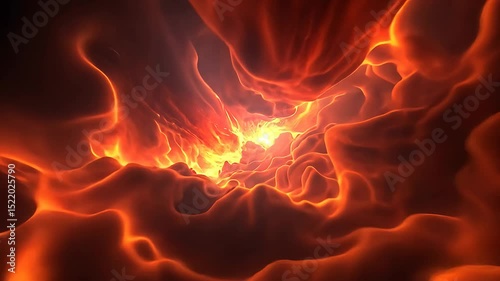 Abstract fiery vortex with swirling orange and red colors, creating a dynamic and intense atmosphere.