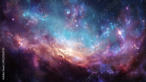 Colorful space galaxy nebula clouds. Starry night cosmos